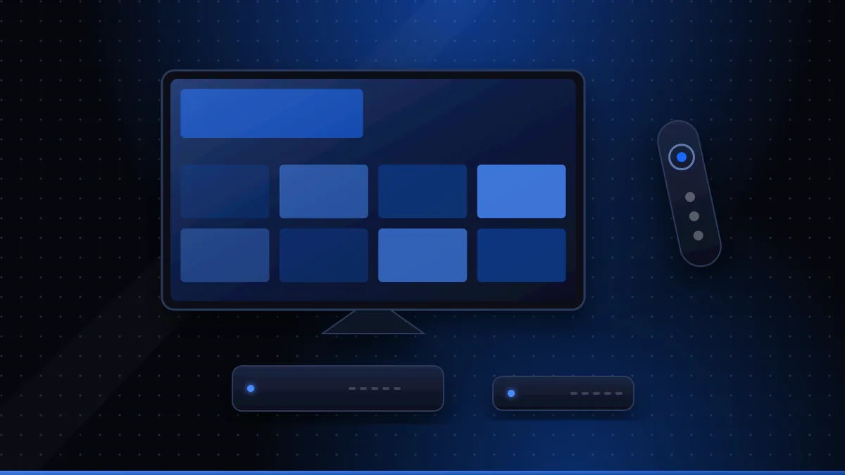 Illustration of a television with two set-top boxes and a remote control