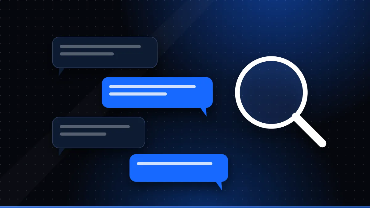 Illustration of forum chat bubbles being examined with a magnifying glass